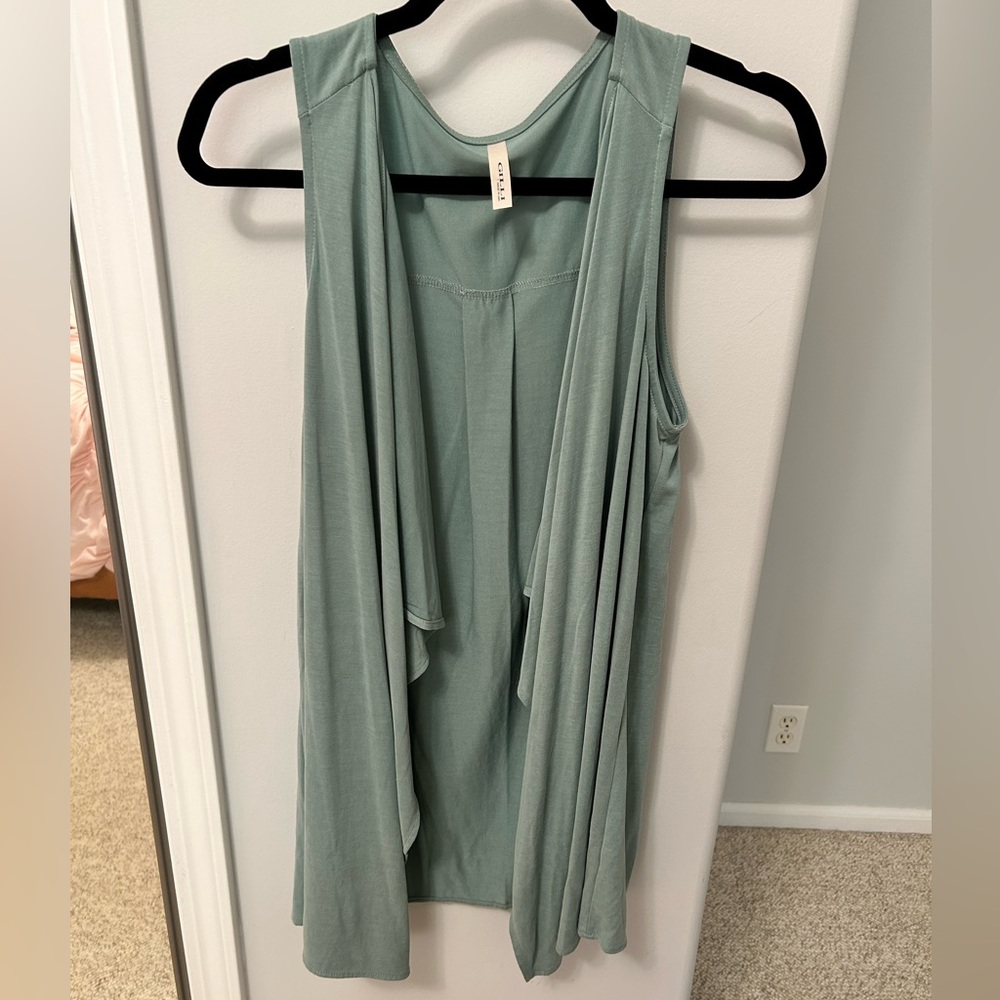 Teal Flowy Drape Vest